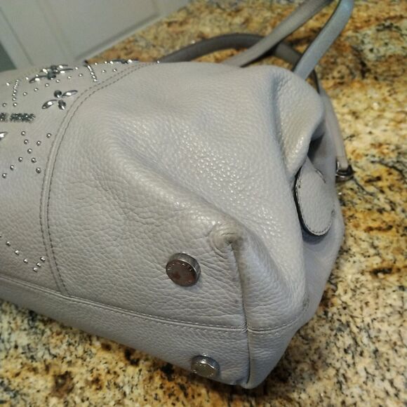 Michael Kors Gray Studded Leather Purse Shoulder bag - Picture 6 of 12